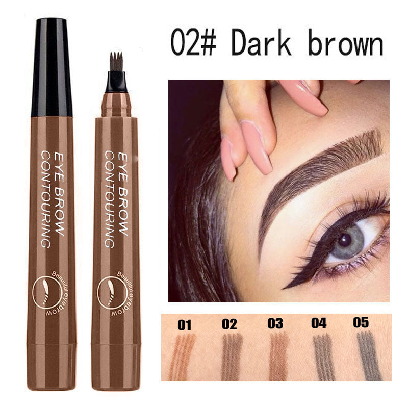 5 Colors Eyebrow Pen 3D Microblading Waterproof 4 Fork Tip Eyebrow Tattoo Pencil Fine Sketch Eye Brow Pen Makeup Woman Cosmetics