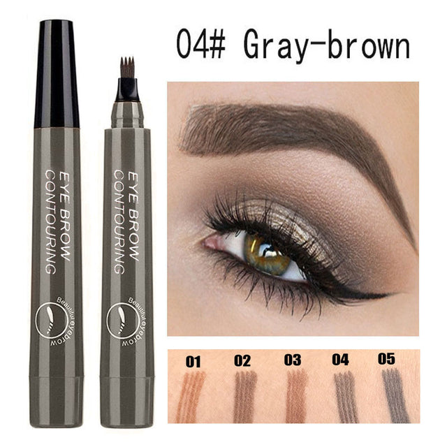 5 Colors Eyebrow Pen 3D Microblading Waterproof 4 Fork Tip Eyebrow Tattoo Pencil Fine Sketch Eye Brow Pen Makeup Woman Cosmetics