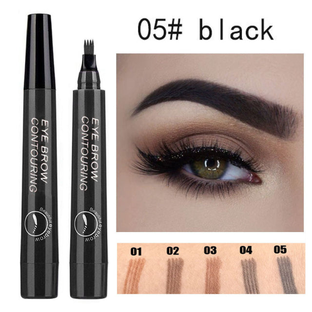 5 Colors Eyebrow Pen 3D Microblading Waterproof 4 Fork Tip Eyebrow Tattoo Pencil Fine Sketch Eye Brow Pen Makeup Woman Cosmetics