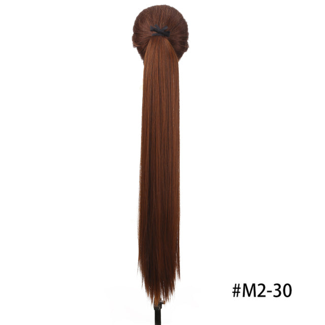 MSTN 30-Inch Synthetic Hair Fiber Heat-Resistant Straight Hair With Ponytail Fake Hair Chip-in Hair Extensions Pony Tail Wigs