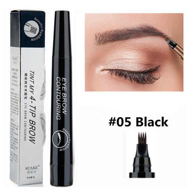 4 Points Eyebrow Pen 5 Colors Liquid Brow Pencil Dark Brown Microblading Eyebrow Pencil Waterproof Eyebrow Tattoo Pen Cosmetic