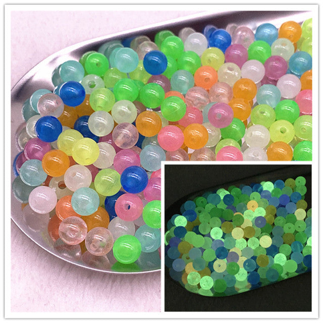 6-8-10-12mm Strong Luminous Beads Glow In The Dark Fishing Loose Spacer Beads for Jewellery Marking DIY Necklace Bracelet