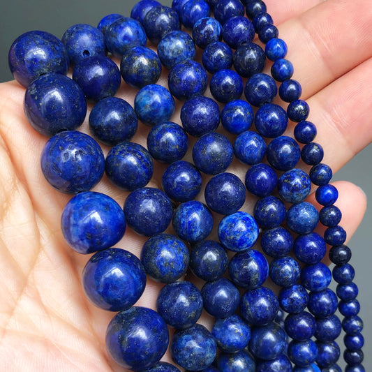 Natural Stone Beads Lapis Lazuli Round Loose Stone Beads For Jewelry Making DIY Bracelet Earrings Accessories 15&#39;&#39; 4/6/8/10/12mm
