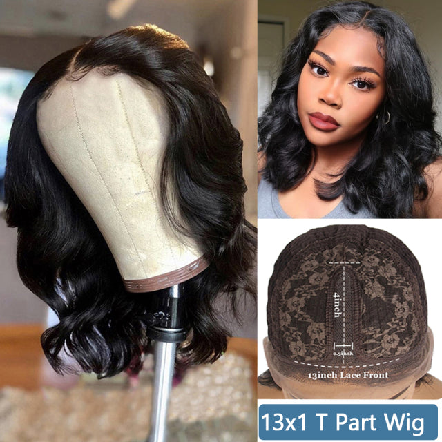 Body Wave Bob Wig Side Part Peruvian Human Hair 13x4 Lace Frontal  Wig Natural Color Lace closure Wigs For black Women Brennas