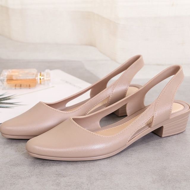 Akexiya Jelly Sandals Women Pointed Toe Chunky Med High Heels Flip Flops Slingback Casual Candy Skidproof Beach Shoes For Women