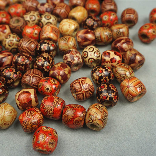 100pcs/Lot 12mm Vintage Natural Big Hole Wooden Beads For Necklace Bracelet Charms for Diy Jewelry Making Hair Accessories