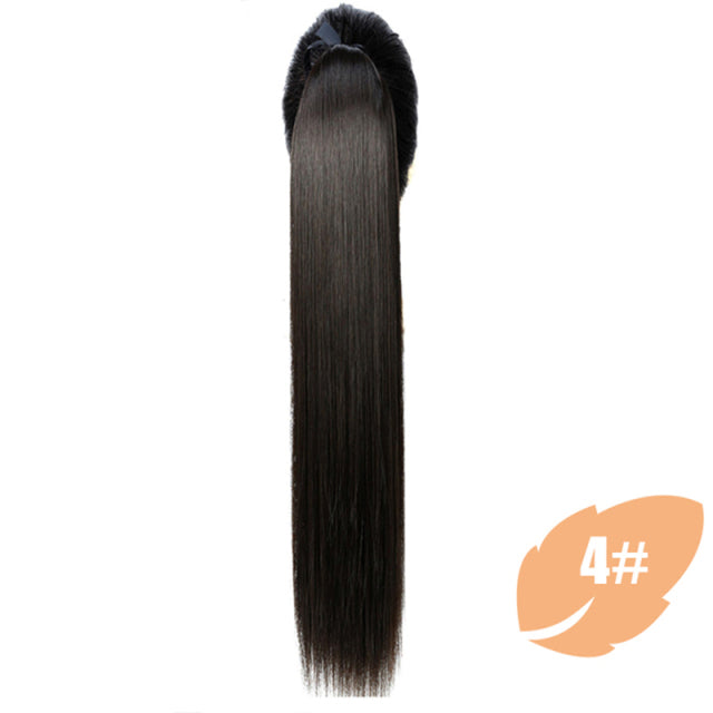 MSTN 30-Inch Synthetic Hair Fiber Heat-Resistant Straight Hair With Ponytail Fake Hair Chip-in Hair Extensions Pony Tail Wigs