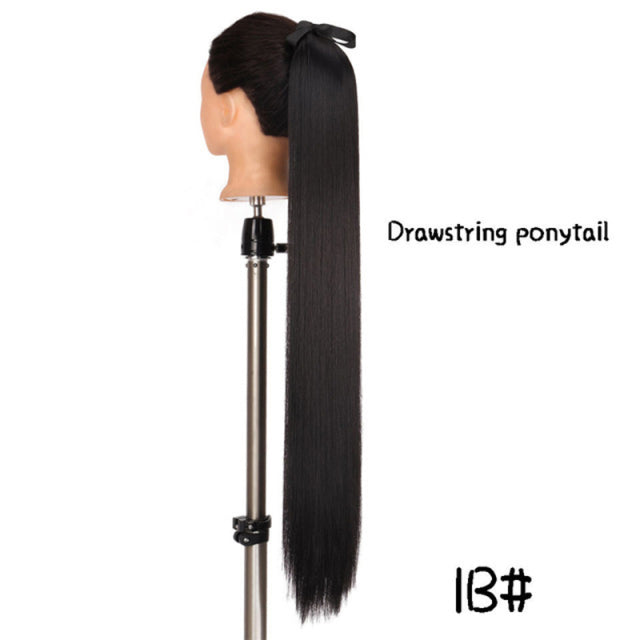 MSTN 30-Inch Synthetic Hair Fiber Heat-Resistant Straight Hair With Ponytail Fake Hair Chip-in Hair Extensions Pony Tail Wigs