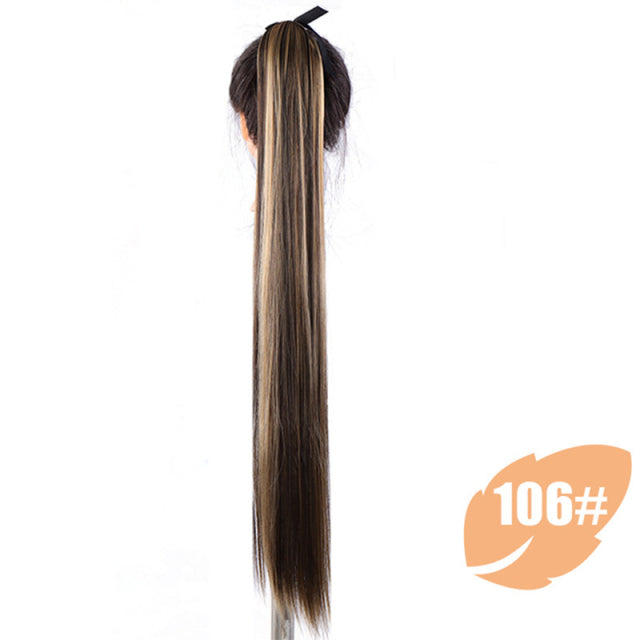 MSTN 30-Inch Synthetic Hair Fiber Heat-Resistant Straight Hair With Ponytail Fake Hair Chip-in Hair Extensions Pony Tail Wigs