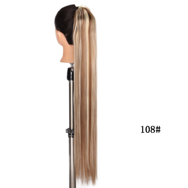 MSTN 30-Inch Synthetic Hair Fiber Heat-Resistant Straight Hair With Ponytail Fake Hair Chip-in Hair Extensions Pony Tail Wigs