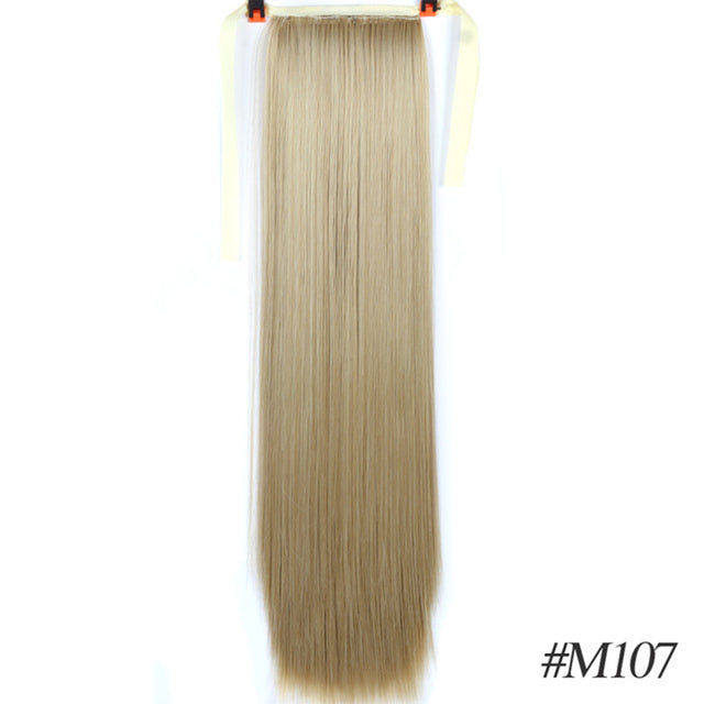 MSTN 30-Inch Synthetic Hair Fiber Heat-Resistant Straight Hair With Ponytail Fake Hair Chip-in Hair Extensions Pony Tail Wigs