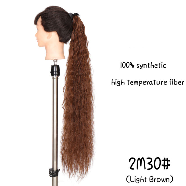 MSTN 30-Inch Synthetic Hair Fiber Heat-Resistant Straight Hair With Ponytail Fake Hair Chip-in Hair Extensions Pony Tail Wigs