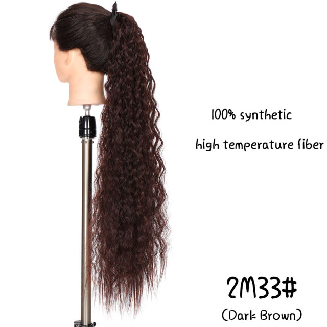 MSTN 30-Inch Synthetic Hair Fiber Heat-Resistant Straight Hair With Ponytail Fake Hair Chip-in Hair Extensions Pony Tail Wigs