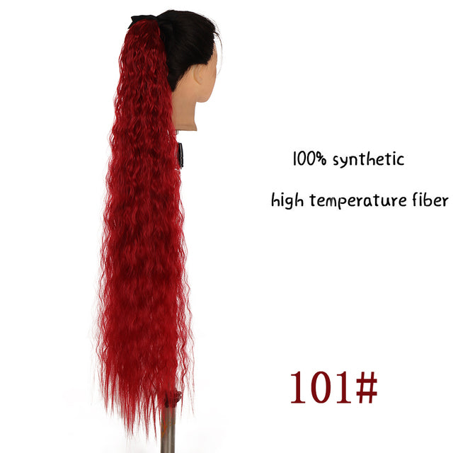 MSTN 30-Inch Synthetic Hair Fiber Heat-Resistant Straight Hair With Ponytail Fake Hair Chip-in Hair Extensions Pony Tail Wigs