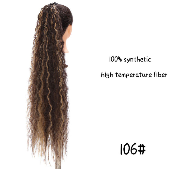 MSTN 30-Inch Synthetic Hair Fiber Heat-Resistant Straight Hair With Ponytail Fake Hair Chip-in Hair Extensions Pony Tail Wigs