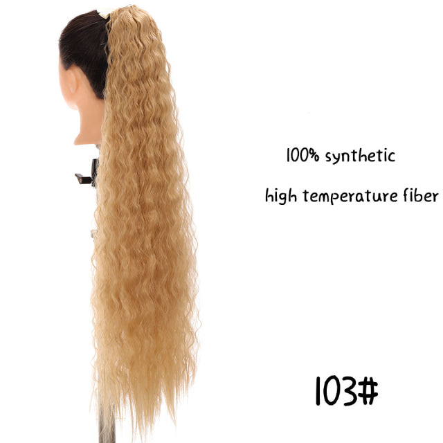 MSTN 30-Inch Synthetic Hair Fiber Heat-Resistant Straight Hair With Ponytail Fake Hair Chip-in Hair Extensions Pony Tail Wigs