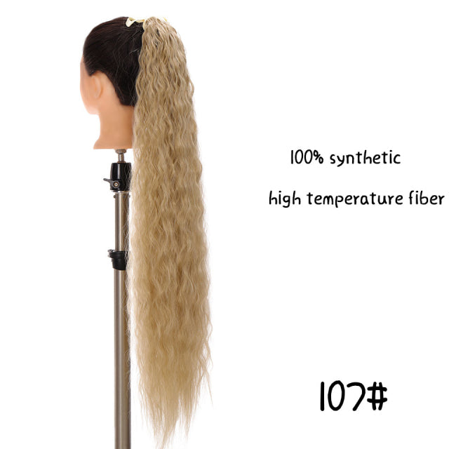 MSTN 30-Inch Synthetic Hair Fiber Heat-Resistant Straight Hair With Ponytail Fake Hair Chip-in Hair Extensions Pony Tail Wigs