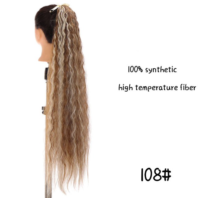 MSTN 30-Inch Synthetic Hair Fiber Heat-Resistant Straight Hair With Ponytail Fake Hair Chip-in Hair Extensions Pony Tail Wigs