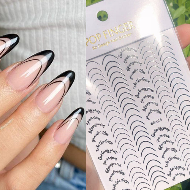 French Rose Gold Striping Tape Nail Design Stripe Lines Geometry 3D Sticker for Nails Gel Polish Sticker Decals for Manicuring