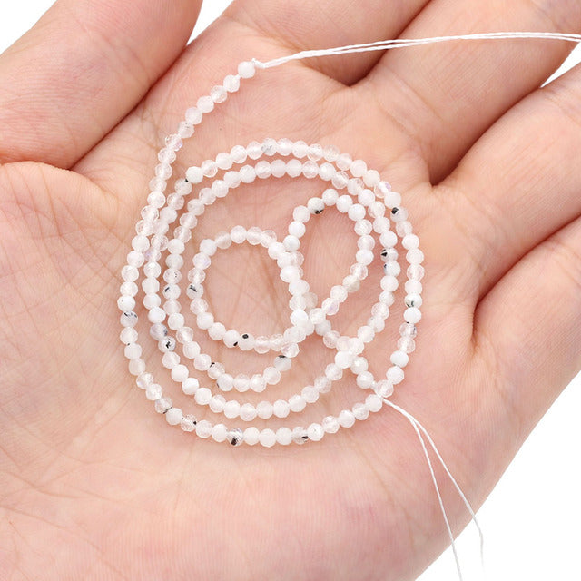 100% Natural Stone Beads Small Faceted Beads for Women Jewelry Making DIY Necklace Bracelet Accessories 2-3mm 16inch