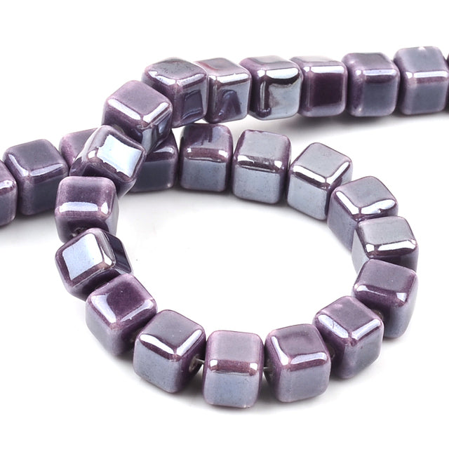 Fashion Colors 8mm/10mm Square Beads Cube Ceramic Beads DIY 2.5mm Hole Beads Handmade Porcelain Beads For Jewelry Making