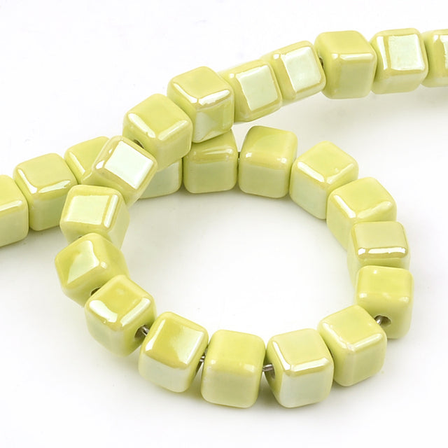 Fashion Colors 8mm/10mm Square Beads Cube Ceramic Beads DIY 2.5mm Hole Beads Handmade Porcelain Beads For Jewelry Making