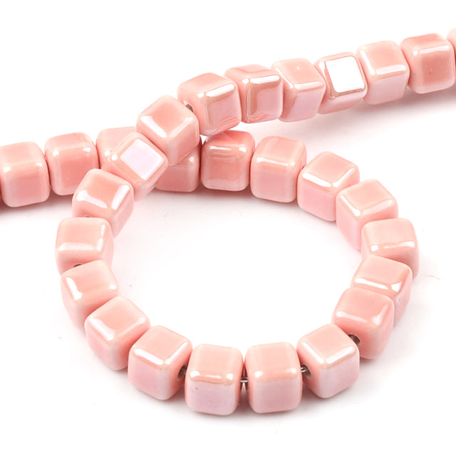 Fashion Colors 8mm/10mm Square Beads Cube Ceramic Beads DIY 2.5mm Hole Beads Handmade Porcelain Beads For Jewelry Making