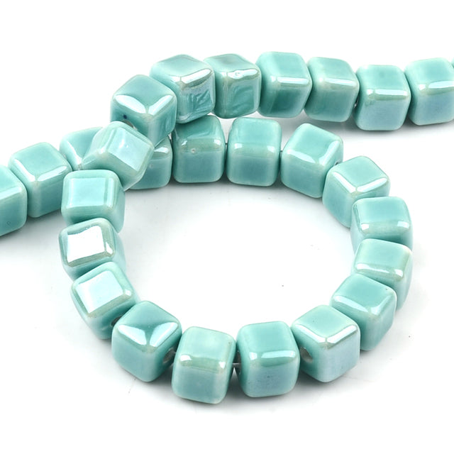 Fashion Colors 8mm/10mm Square Beads Cube Ceramic Beads DIY 2.5mm Hole Beads Handmade Porcelain Beads For Jewelry Making