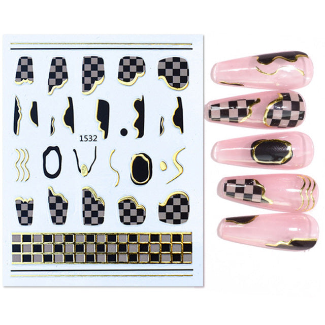 French Rose Gold Striping Tape Nail Design Stripe Lines Geometry 3D Sticker for Nails Gel Polish Sticker Decals for Manicuring