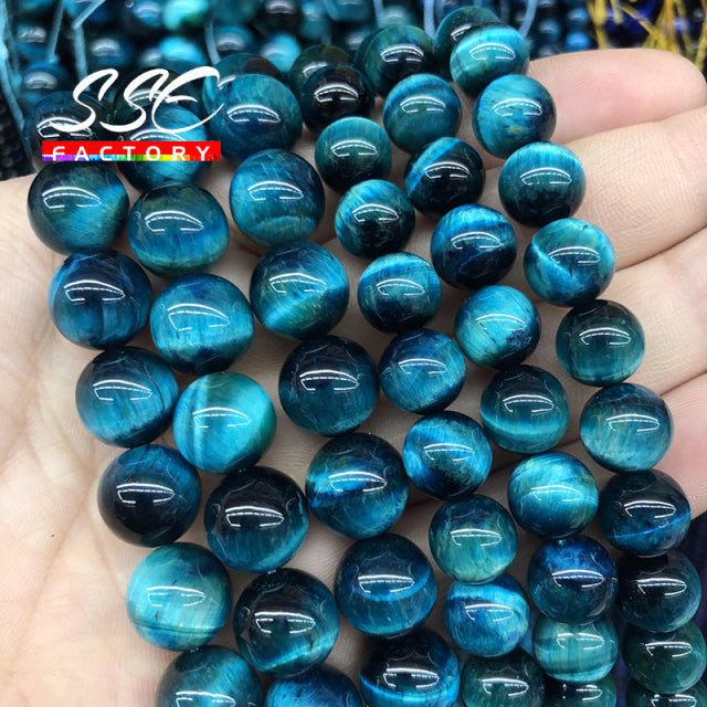 5A Quality Natural Stone Blue Tiger Eye Beads Round Loose Beads 6 8 10 12mm For Jewelry Making DIY Charm Bracelet 15&quot; Wholesale