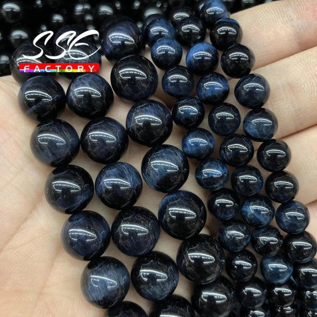 5A Quality Natural Stone Blue Tiger Eye Beads Round Loose Beads 6 8 10 12mm For Jewelry Making DIY Charm Bracelet 15&quot; Wholesale