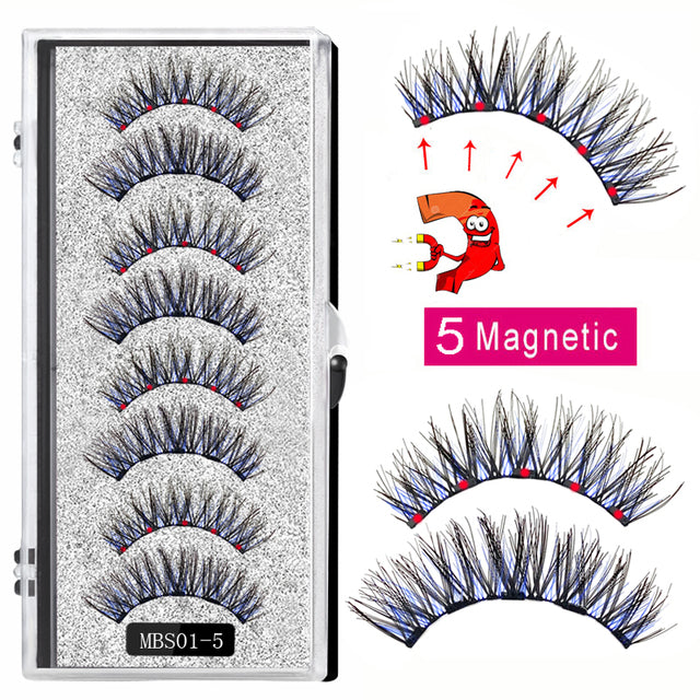 2022 4 pairs 5 Magnet Magnetic False Eyelashes 3D Lasting Magnetic Eyelashes Natural Artificial Mink lashes Faux Cils Magnetique