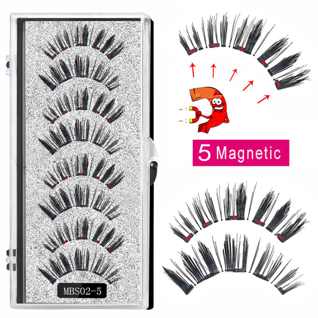 2022 4 pairs 5 Magnet Magnetic False Eyelashes 3D Lasting Magnetic Eyelashes Natural Artificial Mink lashes Faux Cils Magnetique