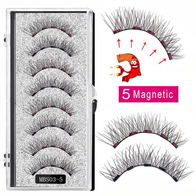 2022 4 pairs 5 Magnet Magnetic False Eyelashes 3D Lasting Magnetic Eyelashes Natural Artificial Mink lashes Faux Cils Magnetique