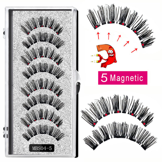 2022 4 pairs 5 Magnet Magnetic False Eyelashes 3D Lasting Magnetic Eyelashes Natural Artificial Mink lashes Faux Cils Magnetique