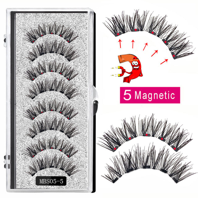 2022 4 pairs 5 Magnet Magnetic False Eyelashes 3D Lasting Magnetic Eyelashes Natural Artificial Mink lashes Faux Cils Magnetique