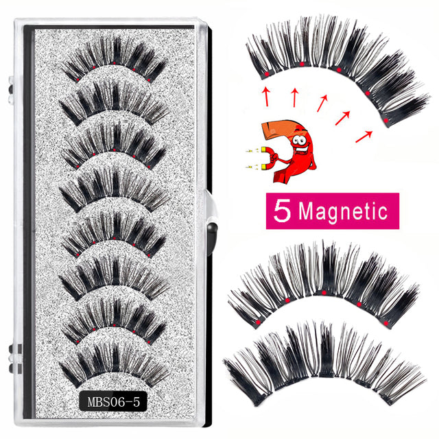 2022 4 pairs 5 Magnet Magnetic False Eyelashes 3D Lasting Magnetic Eyelashes Natural Artificial Mink lashes Faux Cils Magnetique