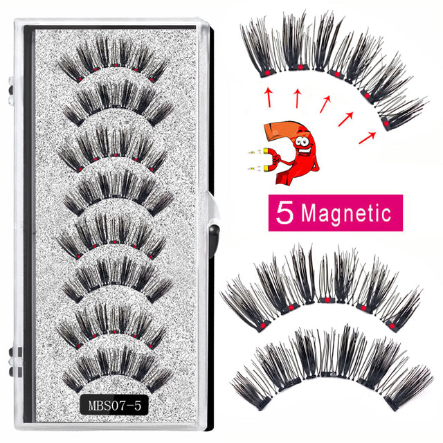 2022 4 pairs 5 Magnet Magnetic False Eyelashes 3D Lasting Magnetic Eyelashes Natural Artificial Mink lashes Faux Cils Magnetique