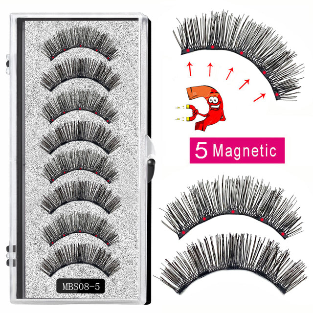 2022 4 pairs 5 Magnet Magnetic False Eyelashes 3D Lasting Magnetic Eyelashes Natural Artificial Mink lashes Faux Cils Magnetique