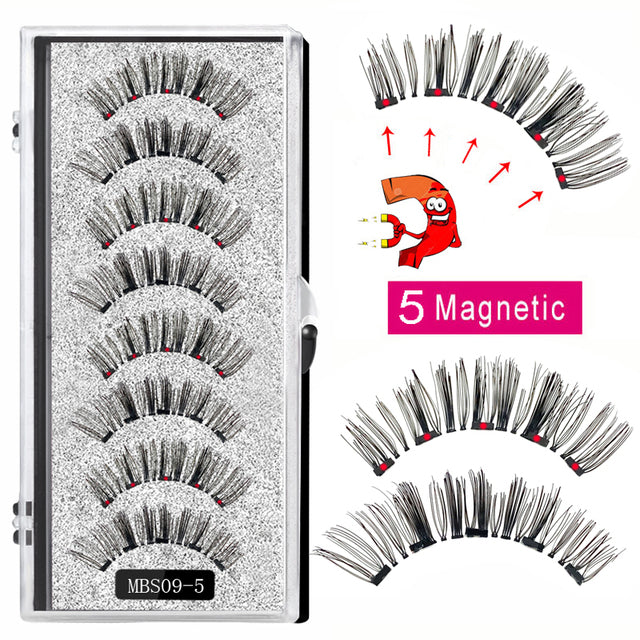 2022 4 pairs 5 Magnet Magnetic False Eyelashes 3D Lasting Magnetic Eyelashes Natural Artificial Mink lashes Faux Cils Magnetique