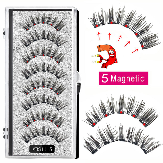 2022 4 pairs 5 Magnet Magnetic False Eyelashes 3D Lasting Magnetic Eyelashes Natural Artificial Mink lashes Faux Cils Magnetique