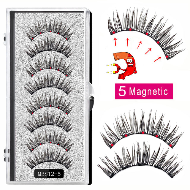 2022 4 pairs 5 Magnet Magnetic False Eyelashes 3D Lasting Magnetic Eyelashes Natural Artificial Mink lashes Faux Cils Magnetique