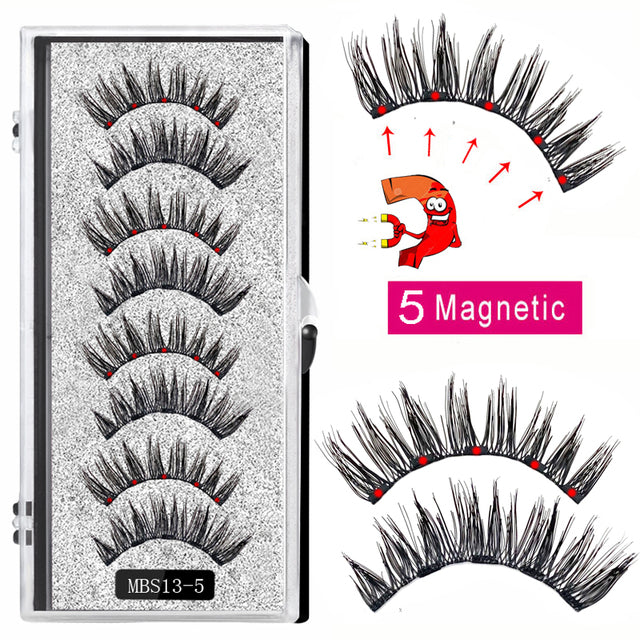 2022 4 pairs 5 Magnet Magnetic False Eyelashes 3D Lasting Magnetic Eyelashes Natural Artificial Mink lashes Faux Cils Magnetique