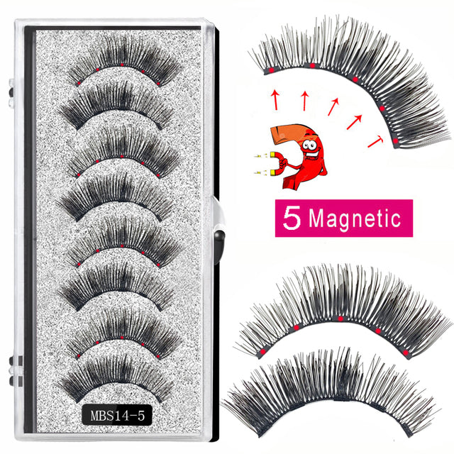 2022 4 pairs 5 Magnet Magnetic False Eyelashes 3D Lasting Magnetic Eyelashes Natural Artificial Mink lashes Faux Cils Magnetique