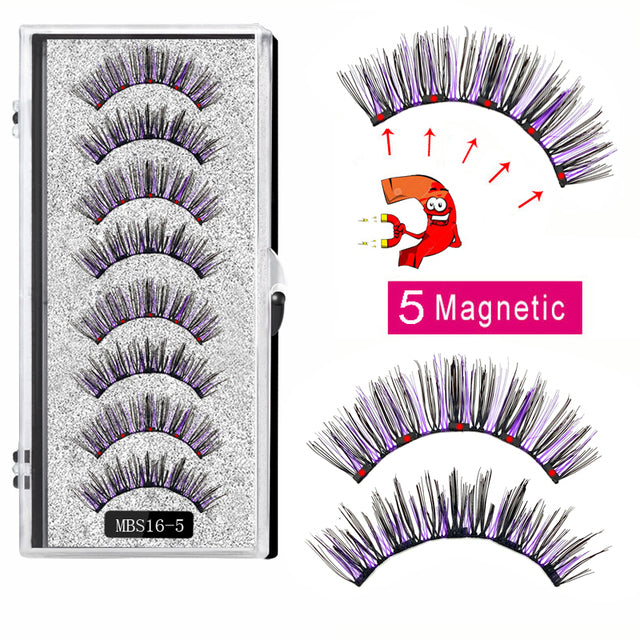 2022 4 pairs 5 Magnet Magnetic False Eyelashes 3D Lasting Magnetic Eyelashes Natural Artificial Mink lashes Faux Cils Magnetique