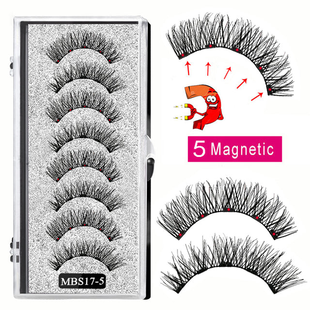 2022 4 pairs 5 Magnet Magnetic False Eyelashes 3D Lasting Magnetic Eyelashes Natural Artificial Mink lashes Faux Cils Magnetique