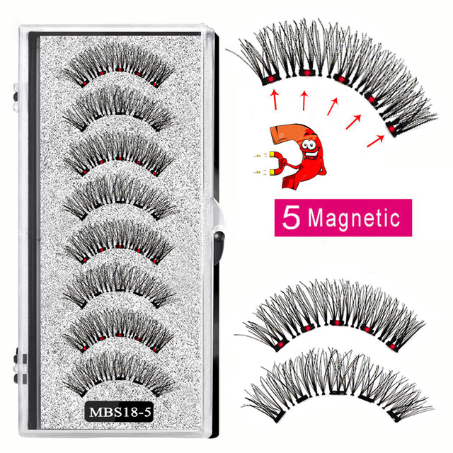 2022 4 pairs 5 Magnet Magnetic False Eyelashes 3D Lasting Magnetic Eyelashes Natural Artificial Mink lashes Faux Cils Magnetique