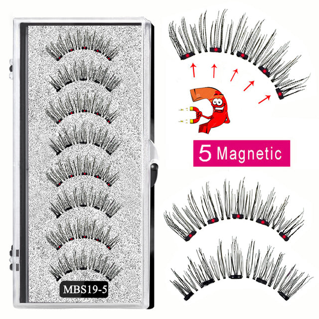 2022 4 pairs 5 Magnet Magnetic False Eyelashes 3D Lasting Magnetic Eyelashes Natural Artificial Mink lashes Faux Cils Magnetique