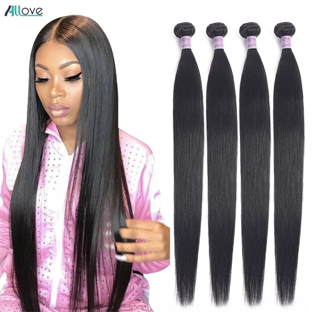 Allove Straight Hair Bundles Bone Straight Human Hair Bundles 30 inch Remy Hair Bundles Brazilian Weave Human Hair Extensions