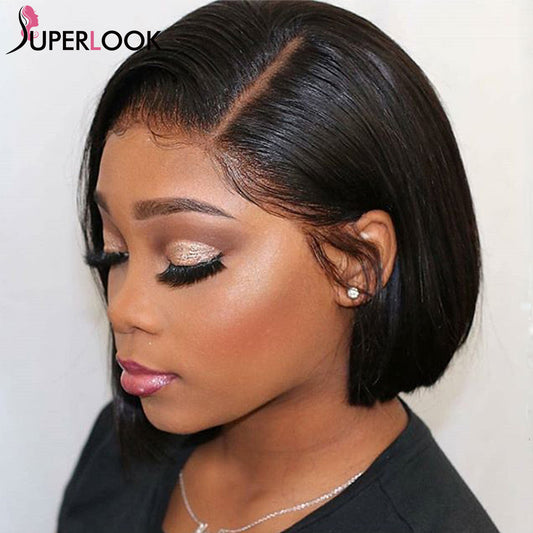 Bob Wig Short Brazilian Bone Silky Straight Human Hair Wigs For Women Natural Wig T Part Lace Bob Human Hair Wig Pre Plucked